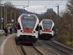 Perspektivspielchen mit den Seehasen RABe 521 204 und 209.