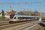 RABe 523 003, auf der S26, durchfährt den Bonhof Rupperswil. Die Aufnahme stammt vom 07.02.2022