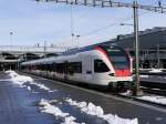 SBB - Triebzug RABe 523 005 bei der ausfahrt aus dem Bahnhof Luzern am 31.01.2015