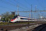 ETR 503 017-8 durchfährt den Bahnhof Pratteln. Die Aufnahme stammt vom 30.09.2020.