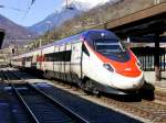 SBB - ETR 610 014-6 bei der durchfahrt im Bahnhof Biasca am 10.03.2016