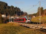 Der RABe 526 062 als S 31 nach Arth-Goldau am 20.12.2015 unterwegs bei Biberbrugg.