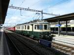 Verein Pendelzug Mirage - Triebwagen BDe 4/4 82 (ex SOB)unterweg mit dem Whisky Train in Murten am 13.04.2013