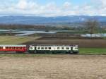 Verein Pendelzug Mirage -  Whisky Train mit dem Triebwagen BDe 4/4 82 bei Kerzers am 13.04.2013