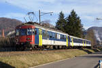 OeBB: Regionalzug mit RBe 4/4 205 bei Balsthal am 20. Januar 2008 auf der Fahrt nach Oensingen.
Foto: Walter Ruetsch