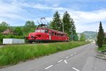 Kulturtag Thal 2016; Pendelfahrten mit dem roten Pfeil RBe 2/4 202 zwischen Balsthal und Oensingen: Zwischen Balsthal und Thalbrcke, 22.05.2016.