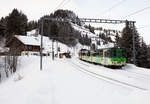 Transports publics du Chablais TPC Winteridylle auf dem BVB Streckenabschnitt Villars - Col-de-Bretaiye vom 18.