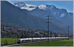 ICE 70 mit ICE4 nach Basel SBB bei Zizers. Dahinter Hochwang2532m, Fulberg 2394m und Montalin 2265m. (18.03.2020)