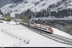 Aus dem Archiv...Gotthardbahn<br>
Am 7. Februar 2015 ist ICN RABDe 500 019  Friedrich Glauser  bei der ehemaligen Haltestelle Intschi unterwegs in den Süden. Das Haltestellenhäuschen steht auch heute noch an der Strecke.