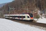 RABe 521 016 erreicht am 01.01.2015 Tecknau.