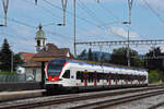 RABe 523 007, auf der S29, wartet am Bahnhof Rupperswil. Die Aufnahme stammt vom 17.07.2021.