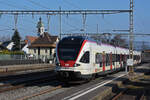 RABe 523 063, auf der S23, verlässt den Bahnhof Rupperswil. Die Aufnahme stammt vom 13.01.2022.