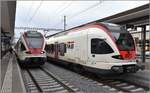 524 007 S40 nach Varese(I) und 524 008 S40 nach Albate-Camerlata(I) in Mendrisio(CH). (17.01.2018)