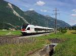 Der RABe 524 204 als RE nach Lugano am 25.05.2017 unterwegs bei Arbedo-Castione.