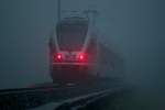 RABe 526 055-9 im dichten Nebel als S13 nach Einsiedeln unterwegs.Bild Schindellegi 2.12.2014
