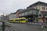 RABe 526 707-5, am 29.03.2018 unterwegs als S7 23728 von Rorschach nach Weinfelden ist soeben am ersten Halt, Rorschach Hafen, abgefahren.