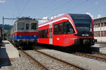 VHE/ Verein Historische Eisenbahn Emmental:
Bereits am 21. Mai 2011 besuchte der BDe 3/4 43 mit zwei historischen Personenwagen den VHE in Huttwil. Zu dieser Zeit präsentierte sich dieser Triebwagen noch mit dem alten Anstrich und die roten RABe 526 Stadler GTW (ehemals RM) gehörten noch zur BLS-Flotte.
Foto: Walter Ruetsch

