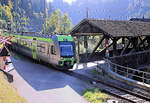 Typisches Emmental. BLS Lötschberger Zug 116 kommt von Luzern her. Trubschachen, 13.Oktober 2023 