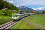 Am 20.05.2021 ist BLS RBDe 565 727 unterwegs als RE 4079 von Spiez nach Zweisimmen und konnte hier kurz nach der Abfahrt bei Spiez Moos aufgenommen werden.