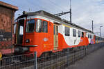 Für den ABDe 537 507-6 von Transport de Martigny et Region hat bald die letzte Stunde geschlagen. Am 22.01.2022 steht der Wagen auf einem Nebengleis beim Bahnhof Kaiseraugst.