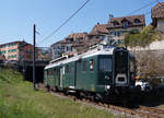 SBB: BDe 4/4 1643 im Lavaux als  Train des Vignes  bei Chexbres-Village am 8. März 2017.
Foto: Walter Ruetsch    