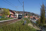 SBB: BDe 4/4 1643 im Lavaux als  Train des Vignes  bei einem Zwischenhalt in Chexbres-Village am 8. März 2017.
Foto: Walter Ruetsch    