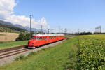 Der RAe 4/8 1021  Churchill  fuhr am 4 September 2021 als Extrazug durch Pieterlen Richtung Biel. Danach fuhr er via Delemont und Basel zurück nach Zürich.