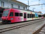 Schmalspur Triebwagen Typ GTW  Be 2/6 2001 im Endbahnhof von Ste-Croix der travys Gruppe Linie Yverdon - Ste.-Croix..Foto vom 30.07.2006