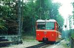 Dolderbahn Zürich__1895 als meterspurige Standseilbahn in Betrieb genommen, seit 1973 als Zahnradbahn auf verlängerter Strecke (ca. 1.300 m) unterwegs.__14-09-1974 