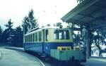 Zb Rochers-de-Naye_Ausweichbhf. Glion. Tw 206 (SLM 1947   +2000) schiebt  Getränkenachschub bergauf. 04-09-1976