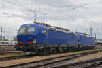 Zwei Siemens Vectron mit den Nummern 193 491-8 und 193 490-0 sind in der Abstellanlage beim Badischen Bahnhof abgestellt. Die Aufnahme stammt vom 21.09.2018.
