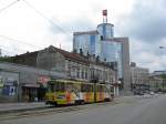 Am 9.5.2010 war Tram Bahn Wagen 282 auf der Linie 2 in der Belgrader  Innenstadt unterwegs.