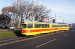 Serbien / Straßenbahn Belgrad / Tram Beograd: Duewag GT6 (Be 4/6) - Wagen 123 (ehemals BLT Baselland Transport AG - Basel) sowie Beiwagen B4 FFA/SWP - Wagennummer 1444 (ehemals BLT Baselland