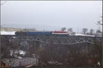 Die imposante Eisenbahnbrücke in Myjava von der anderen Seite fotografiert.