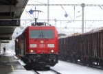 185 394-4 DB rangiert in Bratislava(SK) bei starken Schneefall am 26.3.2013.