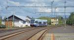 840 002-4 fährt als Regionalzug Os 8312 aus Kežmarok/Käsmark (13:50) nach den Zielbahnhof Poprad-Tatry/Deutschendorf (14:14) ein; 12.05.2014