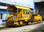 Eisenbahnmuseum Ljubljana, Gleisbaugerät PL-23 steht im Freigelände, Juni 2016