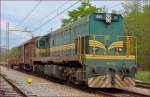 S 644-025 zieht Gterzug durch Maribor-Tabor Richtung Tezno Verschiebebahnhof. /26.9.2013