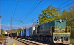 S 644-025 zieht Gterzug durch Maribor-Tabor Richtung Tezno Verschiebebahnhof.