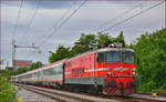 SŽ 342-010 zieht EC158 durch Maribor-Tabor Richtung Wien.