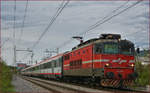 SŽ 342-005 zieht EC158 durch Maribor-Tabor Richtung Wien.