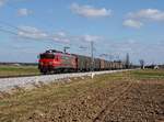 Die 363 030 mit einem Güterzug am 11.03.2017 unterwegs bei Cirkovce.