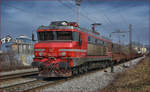 SŽ 363-037 zieht Stahlzug durch Maribor-Tabor Richtung Süden.