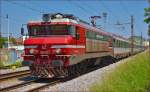 SŽ 363-022 zieht EC151 'Emona' durch Maribor-Tabor Richtung Ljubljana. /21.5.2014