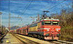 SŽ 363-016 zieht Autozug durch Maribor-Tabor Richtung Koper Hafen.