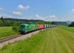 541 001 + 541 009 mit einem Erzzug am 10.06.2015 bei Podnart.