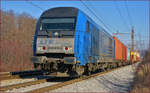 LTE 2016 903 zieht Containerzug durch Maribor-Tabor Richtung Koper Hafen.