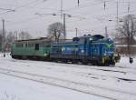 ST 43-278 und SM42-297 am 16.01.10 im DB Bahnhof Guben ...