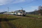 SOB Sudost-Bahn Re 456 093-4 rollt am 21.11.09 von Altmatt Richtung Biberbrugg.