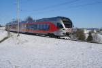 RABe 526 041-9 f�hrt am 3.1.10 von Samstagern Richtung Wollerau. ...